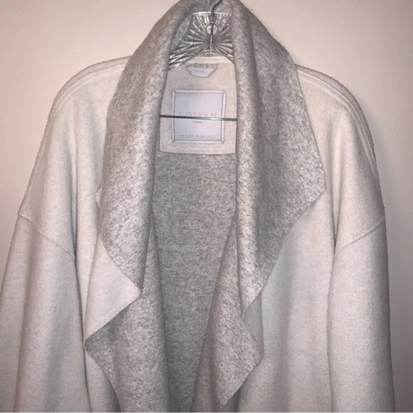 Sosken Cardigan Coat Oversized Open Front Grey Bone Draped XL - Picture 13 of 15